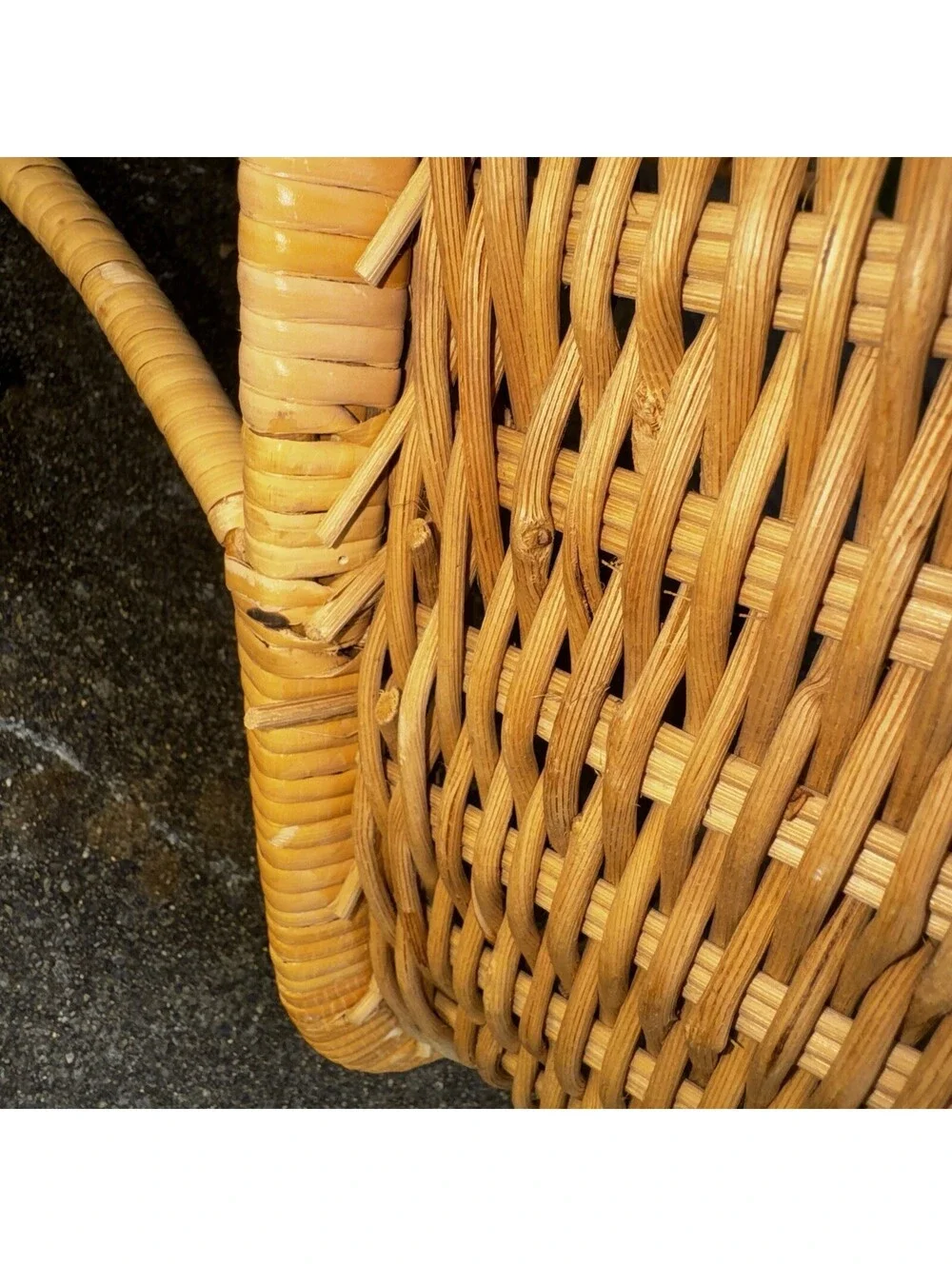 Vintage Wicker Market Basket Tote Handle Picnic Storage Farmhouse Decor 16” Tall